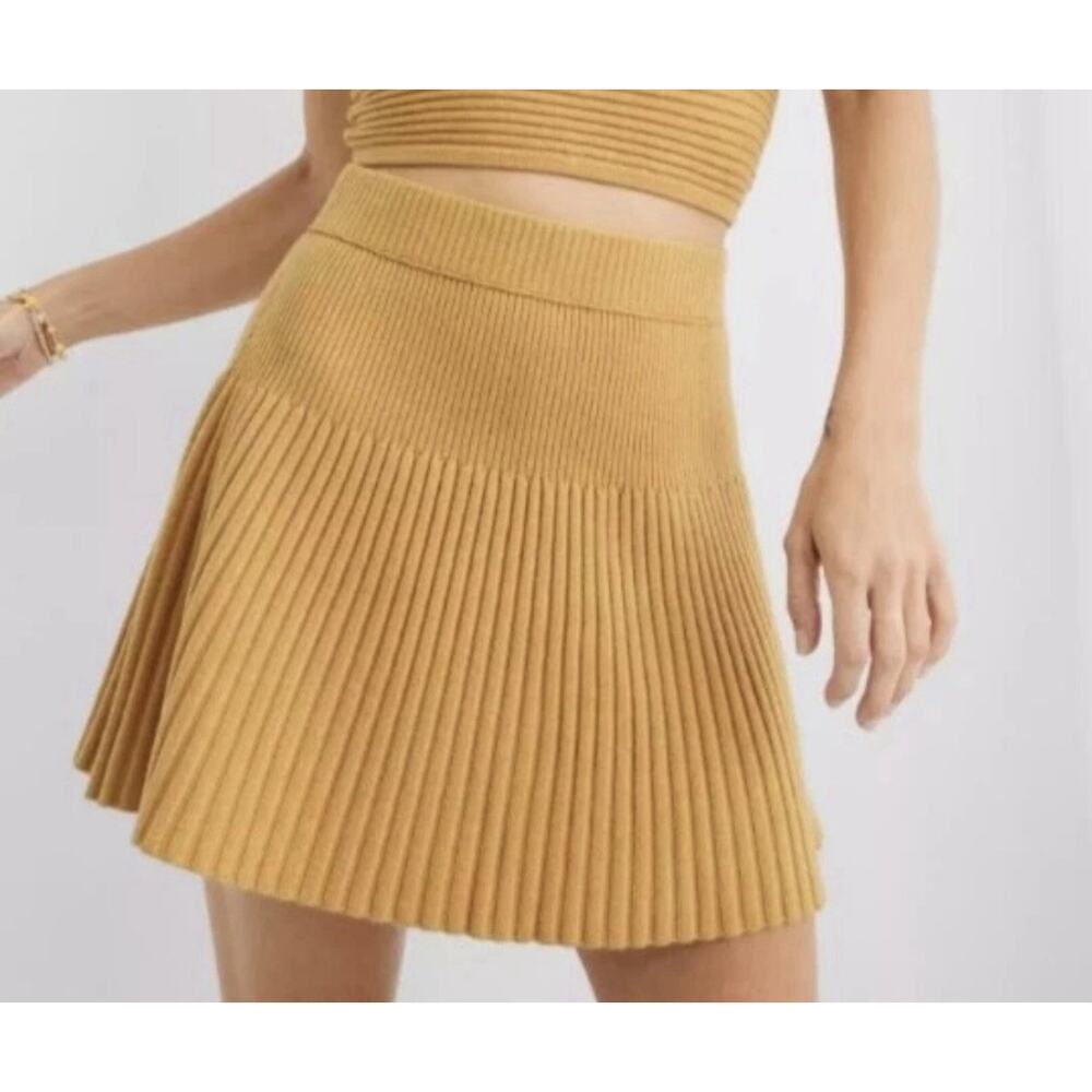 NWT Aerie Take Charge Wool Blend Ribbed Knit Golden Skirt Size XXL